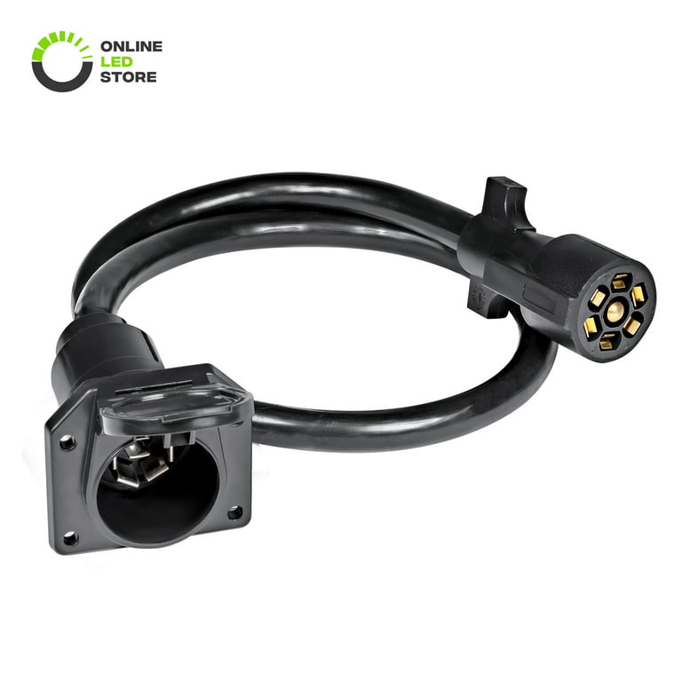 Online LED Store 7-Way Trailer Plug Socket Extension Cable [Double
