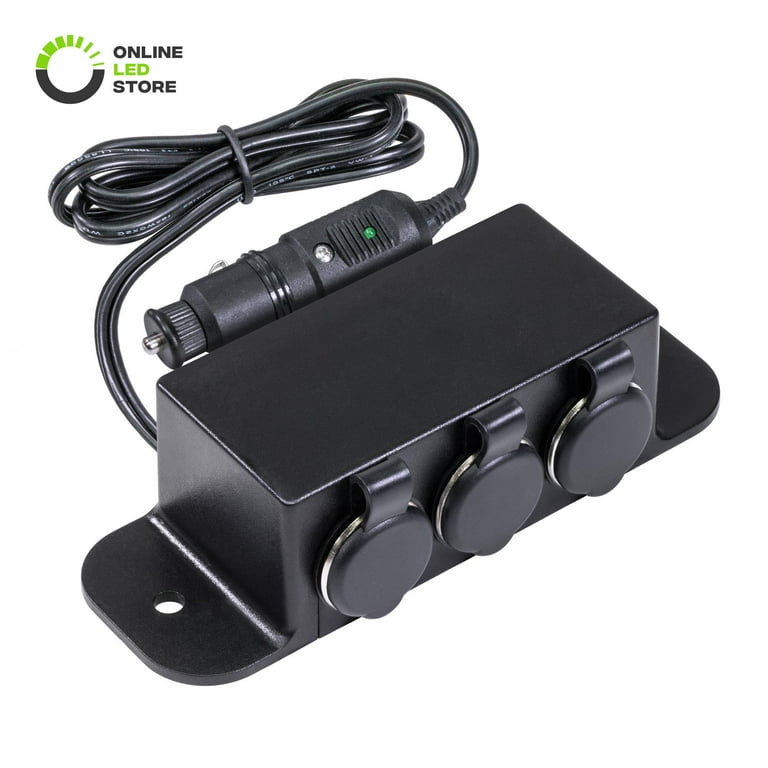 Online LED Store Automotive DC Power Outlet Extension [Heavy Duty]  [12V-24V] [10 Amp] [In-Line Fuse] [Plug-N-Play] Car Triple Socket Cigarette  Lighter 