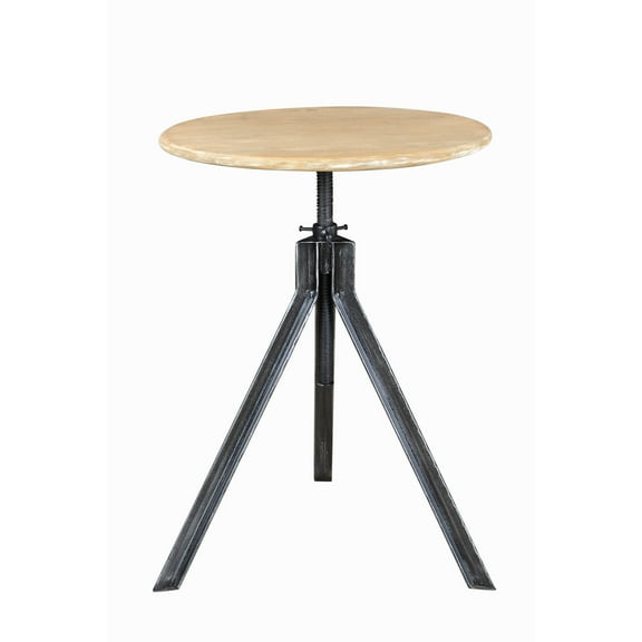 Online Metal and Wood Accent Table, Natural/Black