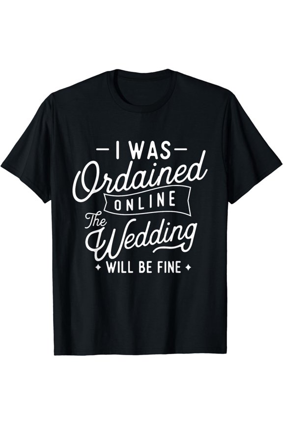 Online Ordained Minister T-Shirt - Classic Fit, Boat Neck, Short Sleeve, Black
