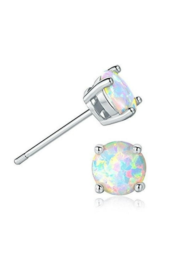 Online Shop Jewelry Round 2Ct Opal Earrings Opal Stud Earrings Sterling Silver New Fire Opal 925
