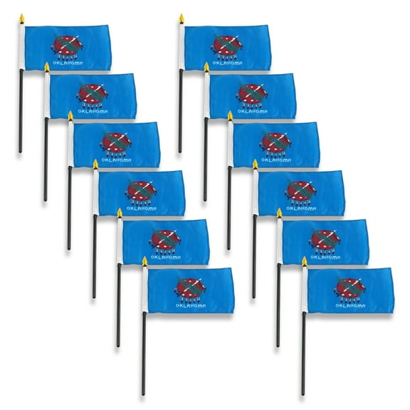 Online Stores Oklahoma Stick Flag 4in x 6in - 12 Pack