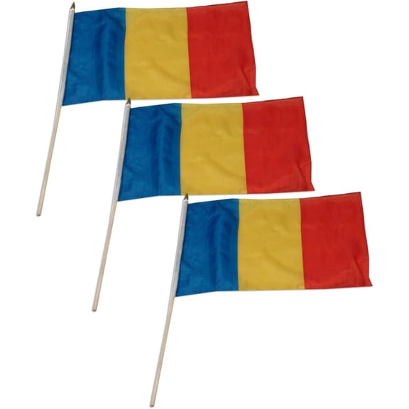 Online Stores Romania Flag 12 x 18 inch - 3 PK