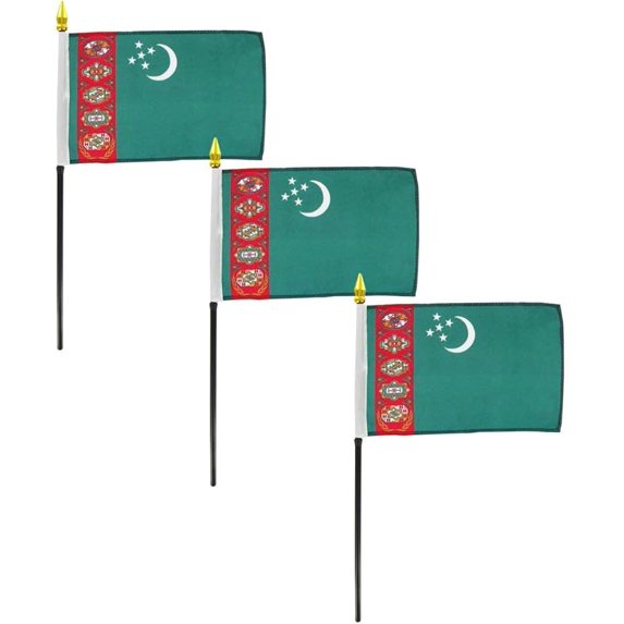 Bandierina Da Tavolo Turkmenistan 4x6 Pollici Con Asta - Trade Winds, Miniatura Per Scrivania
