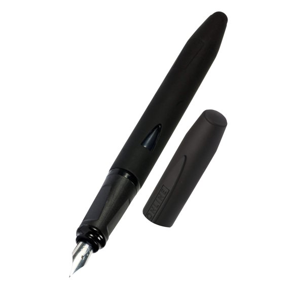 Online fountain pen Switch Starter, beginner nib for right-handers, ergonomic cartridge pen for students, stylus tip for tablet writing, uses standard ink cartridges, nero