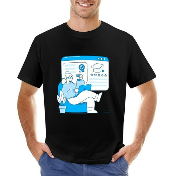Online-school Men’s Graphic T-shirt Vintage Short Sleeve Sport Tee Black XL