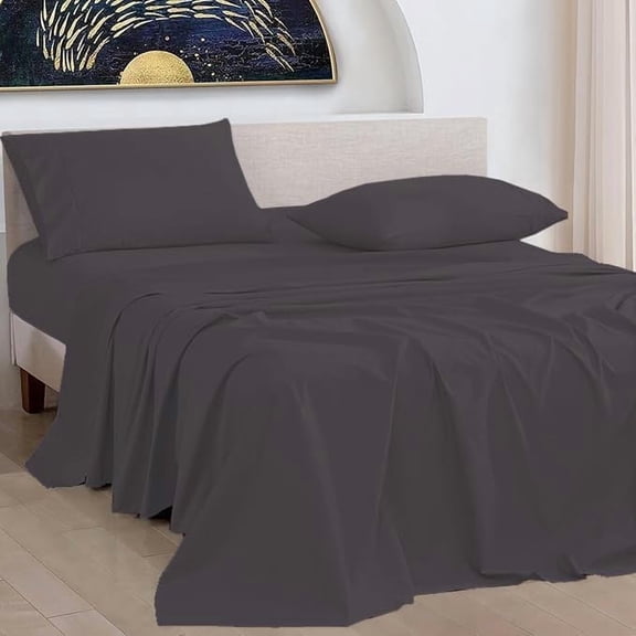 OnlineBestDeal's 4-Piece 800 Thread Count Dark Grey Bed Sheet Set, Queen – Deep Pocket