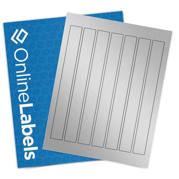 OnlineLabels 0.9375" x 9.0625" Rect. Labels - Silver Polyester - 10 Sheets, 70 Labels