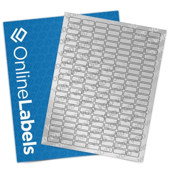 OnlineLabels 1" x 0.375" Rect. Labels - Void Silver Polyester - 10 Sheets, 1,540 Labels
