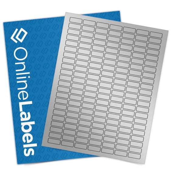 OnlineLabels 1" x 0.375" Rectangle Labels - Silver Polyester - 10 Sheets, 1,540 Labels