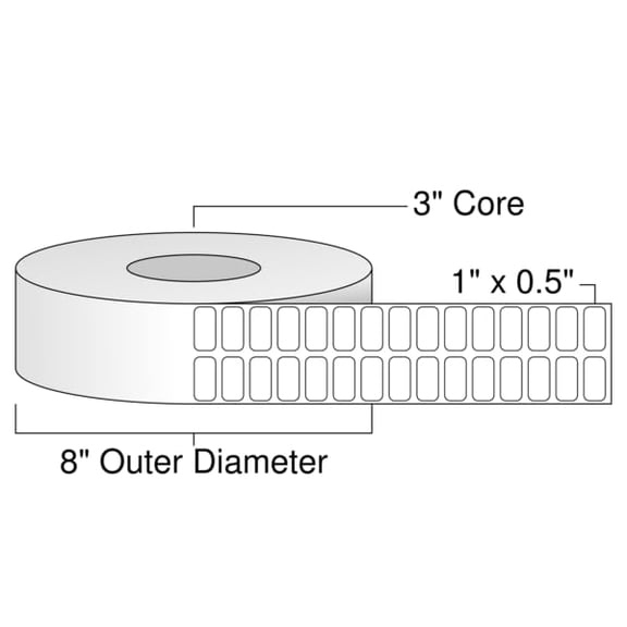 OnlineLabels 1" x 0.5" Direct Thermal Labels - White Matte - 4 Rolls