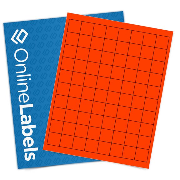 OnlineLabels 1" x 1" Rectangle Labels - Fluorescent Red - 10 Sheets, 800 Labels