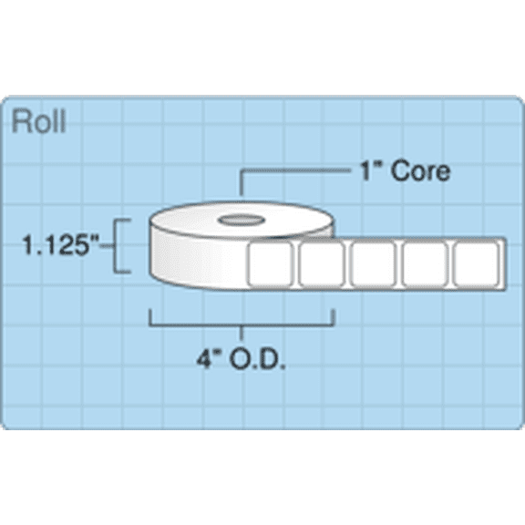 OnlineLabels 1" x 1" Weatherproof Direct Thermal Labels - 1 Roll
