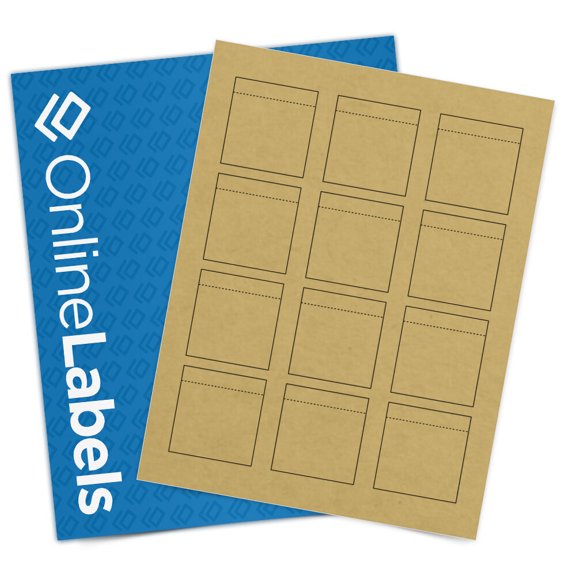 OnlineLabels 2.0625" x 2.15" Rectangle Labels - Brown Kraft - 10 Sheets, 120 Labels