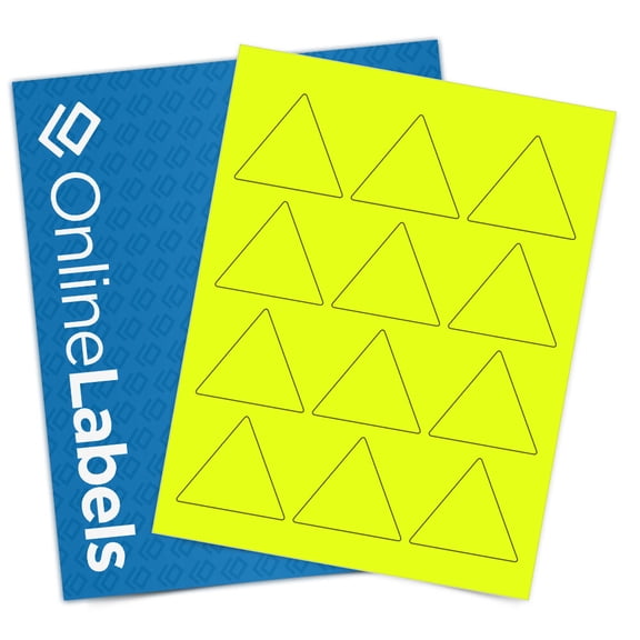 OnlineLabels 2.5" x 2.1651" Triangle - Fluorescent Yellow - 10 Sheets, 120 Labels