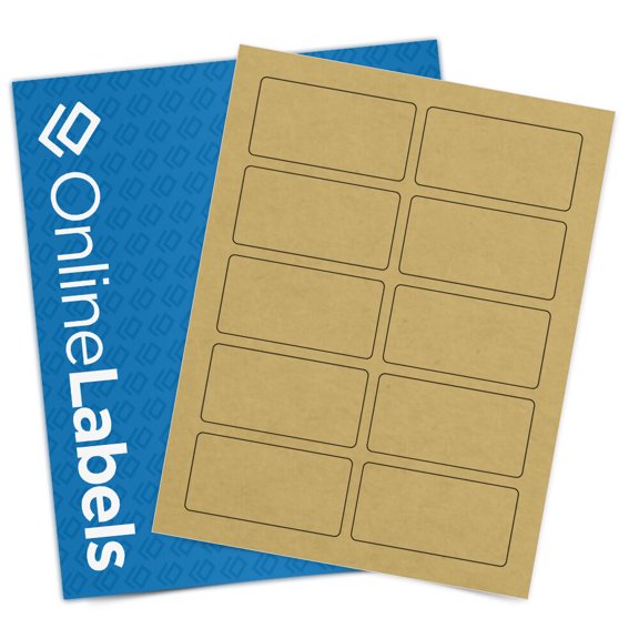 OnlineLabels 3.5" x 1.75" Labels - Brown Kraft - Inkjet/Laser - 10 Sheets, 100 Labels