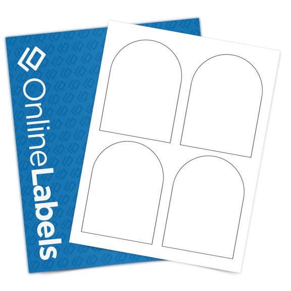OnlineLabels 3.5" x 4.75" Arched Labels - White Matte - 10 Sheets, 40 Labels