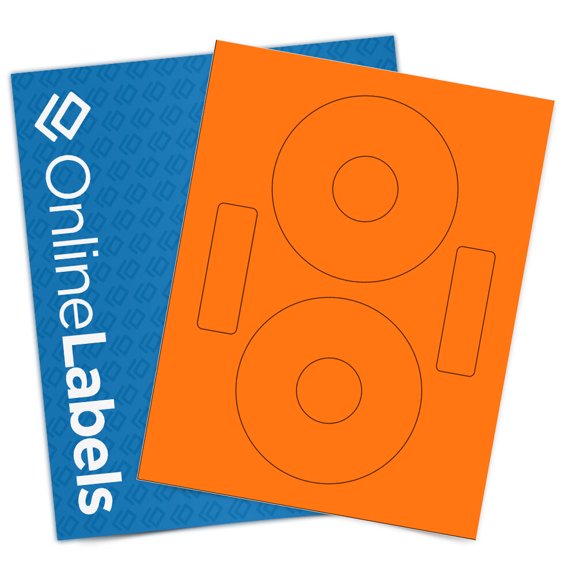 OnlineLabels 4.59" CD Circle Labels - Fluorescent Orange - 10 Sheets, 20 Labels
