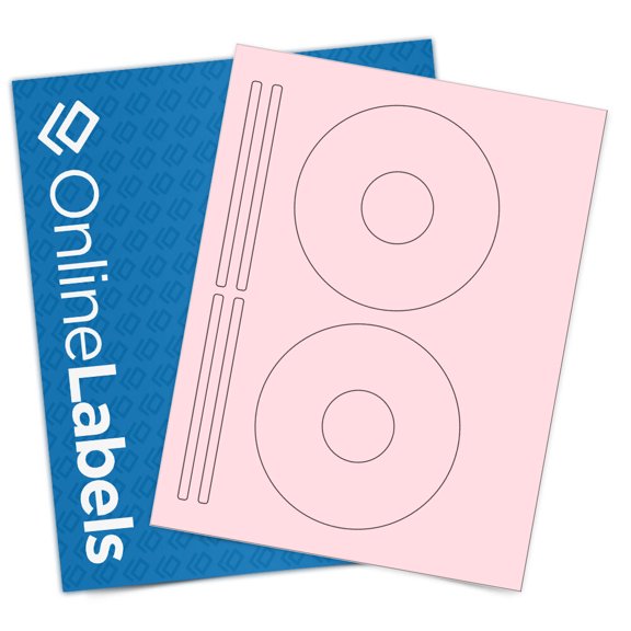 OnlineLabels 4.62" CD Circle Labels - Pastel Pink - 10 Sheets, 20 Labels