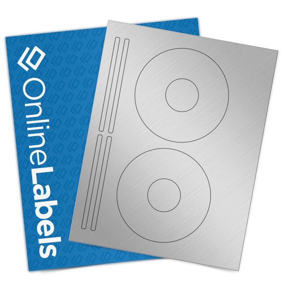 OnlineLabels 4.62" CD Circle Labels - Silver Polyester - 10 Sheets, 20 Labels