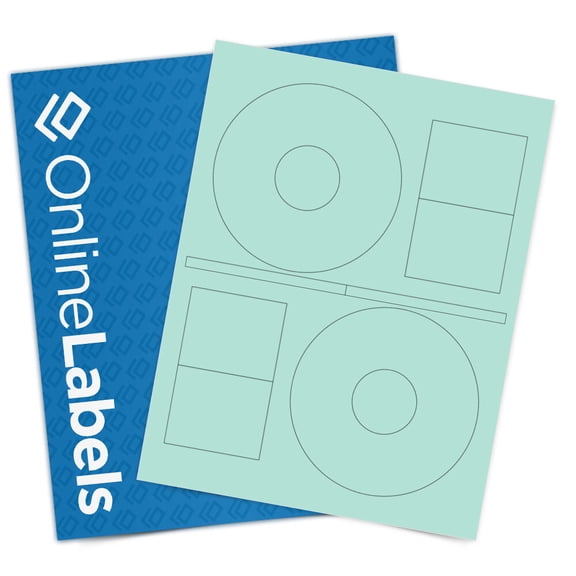 OnlineLabels 4.64" CD Circle Labels - Pastel Green - 10 Sheets, 20 Labels