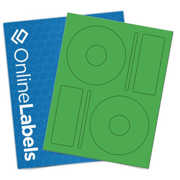 OnlineLabels 4.65" CD Circle Labels - True Green - 10 Sheets, 20 Labels