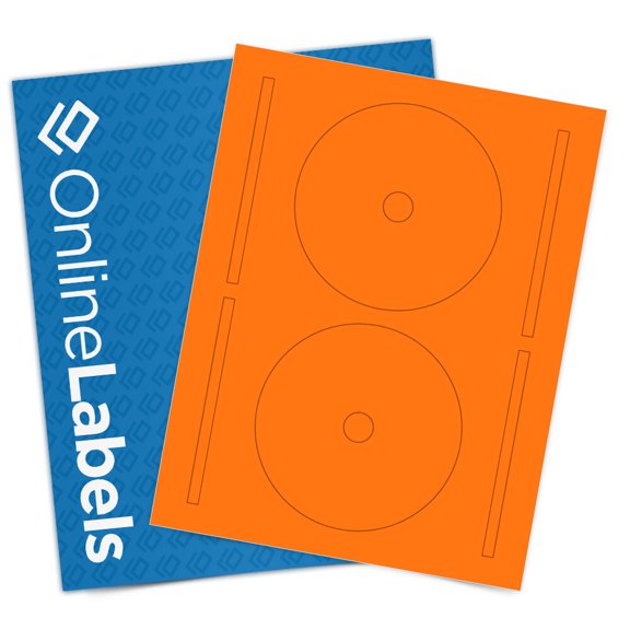 OnlineLabels 4.65" Full Face CD Circle - Fluorescent Orange - 10 Sheets, 20 Labels