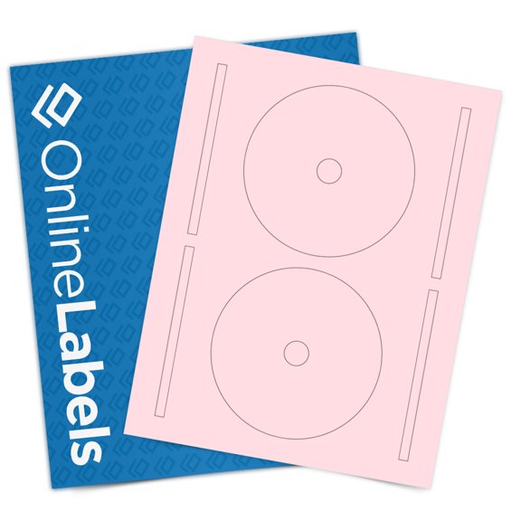OnlineLabels 4.65" Full Face CD Circle Labels - Pastel Pink - 10 Sheets, 20 Labels