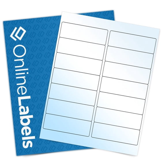 OnlineLabels 4" x 1.33" Rectangle Labels - White Gloss Inkjet - 10 Sheets, 140 Labels