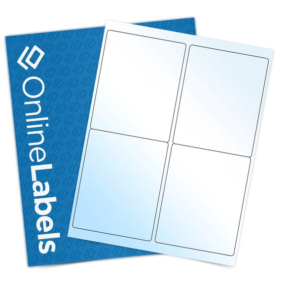 OnlineLabels 4" x 5" Rectangle Labels - White Gloss - 10 Sheets, 40 Labels