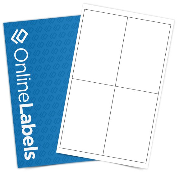OnlineLabels 4" x 6.5" Rectangle Labels - White Matte - 10 Sheets, 40 Labels