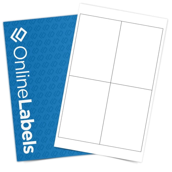 OnlineLabels 4" x 6" Labels - White Matte - Inkjet/Laser - 100 Sheets, 400 Labels