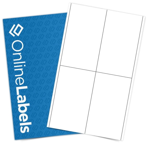 OnlineLabels 4" x 7" Rectangle Labels - White Matte - 10 Sheets, 40 Labels