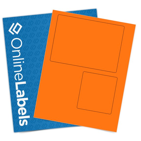 OnlineLabels 6.78" x 4.75" Priority Mail - Fluorescent Orange - 10 Sheets, 20 Labels