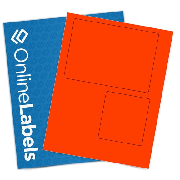 OnlineLabels 6.78" x 4.75" Priority Mail - Fluorescent Red - 10 Sheets, 20 Labels