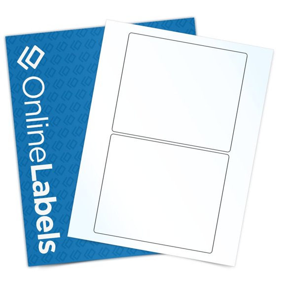 OnlineLabels 6" x 5" Rectangle Labels - Clear Gloss Inkjet - 10 Sheets, 20 Labels