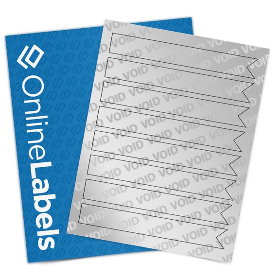 OnlineLabels 7.5" x 1" Rect. Labels - Void Silver Polyester - 10 Sheets, 80 Labels