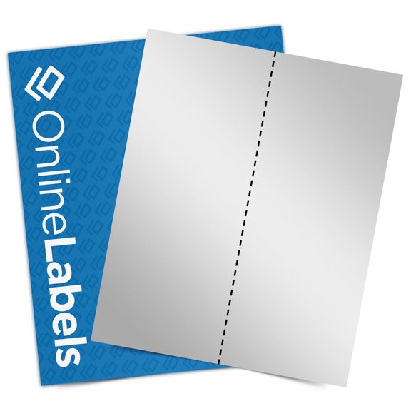 OnlineLabels 8.5" x 11" 1 Vert Slit Labels - Silver Foil - 10 Sheets