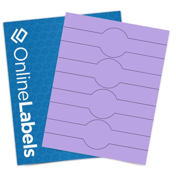 OnlineLabels 8.5" x 2.375" Rectangle Labels - True Purple - 10 Sheets, 40 Labels