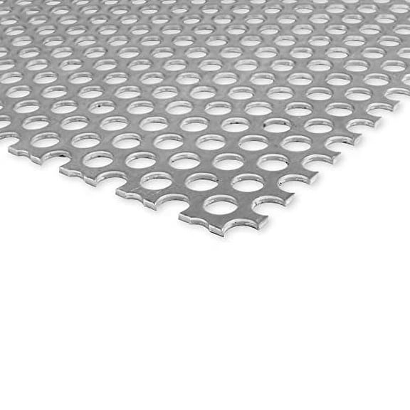 OnlineMetals 3003 Aluminum Perforated Sheet, Unpolished (Mill) Finish, H14 Temper, Staggered Round 0.125" Holes, 0.125" Thickness, 8 Gauge, 12" Width, 12" Length, 0.1875" Center to Center