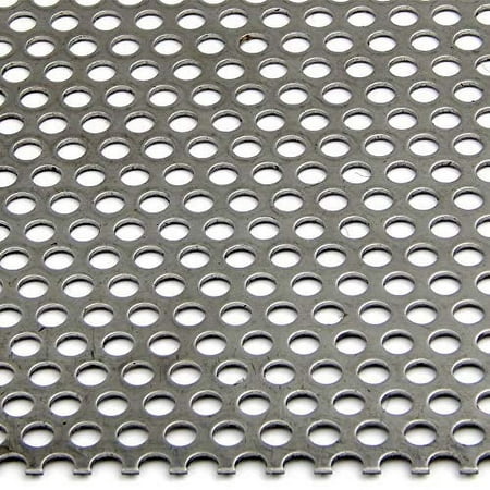 OnlineMetals 304 Stainless Steel Perforated Sheet, Unpolished (Mill) Finish, Annealed, Staggered 0.25" Holes, 0.06" Thickness, 17 Gauge, 12" Width, 24" Length, 0.3125" Center to Center