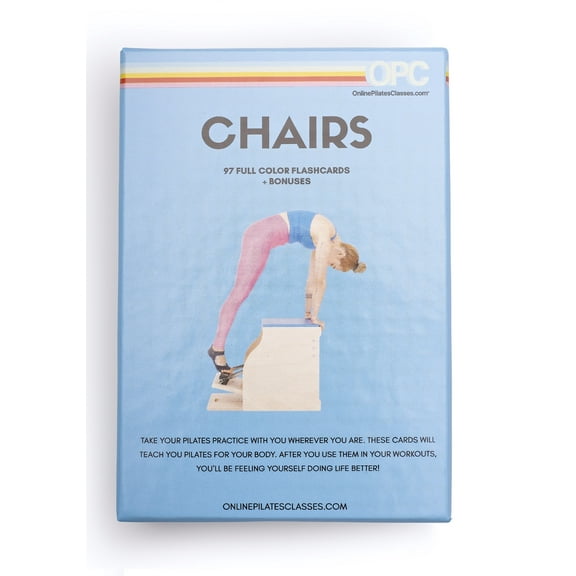 OnlinePilatesClasses Pilates Chair Deck with Video Tutorials, Fitness Flash Cards with 97 All-Levels Cards Set for Home Gym Exercise, Chair Not Included