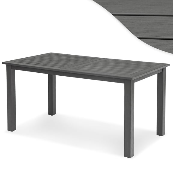 Dycanpo 6-Person Outdoor Dining Table, Weather-Resistant Rectangle Patio Table, 60x32x30in, Gray