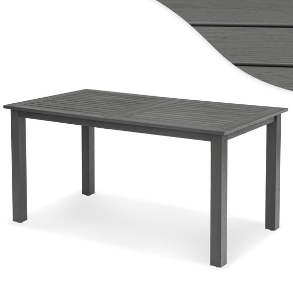Dycanpo 6-Person Outdoor Dining Table, Weather-Resistant Rectangle Patio Table, 60x32x30in, Gray