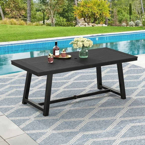 Dycanpo Outdoor Dining Table,HDPS All-Weather Material Outdoor Table for Patio Lawn Garden,Black