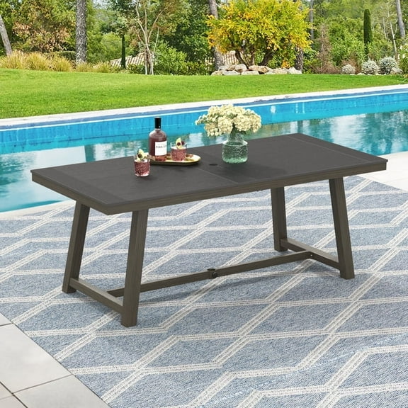 [Only 1 Table]Dycanpo Outdoor Dining Table,HDPS All-Weather Material Outdoor Table for Patio Lawn Garden,Dark Gray