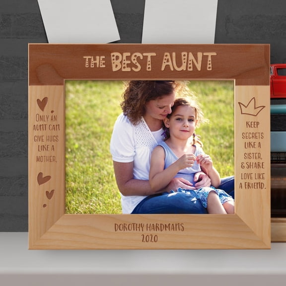 Only An Aunt Can Give Hugs Like A Mother Keep Secrets Like A Sister & Share Love Like A Friend Personalized Wooden Frame-10" x 8" Brown Horizontal