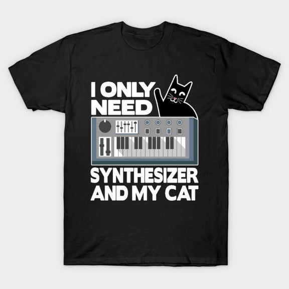Only Analog Cat Modular Synthesizer Synth Drum Feline Studio Parody Unisex T-Shirt, up to size 3XL.