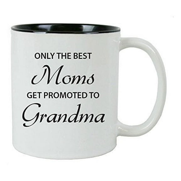 Only the Best Moms Get Promoted to Grandma 11 oz White Ceramic Coffee Mug (Black) with FREE Gift Box - Great Gift for Mothers's Day Birthday or Christmas Gift for Mom Grandma Wife