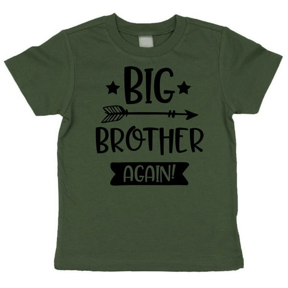Only Child to Big Brother Sibling Reveal Announcement Shirt for Boys Big Brother Sibling Outfit Military Green Shirt